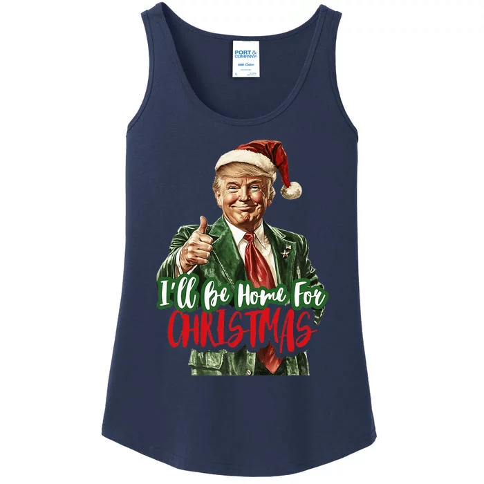 I Will Be Home For Christmas Funny Trump Ladies Essential Tank