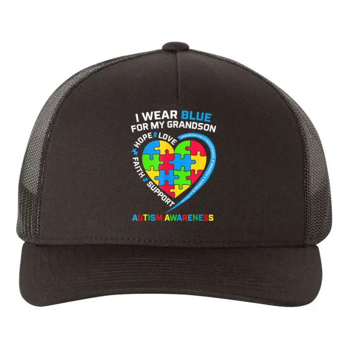 I Wear Blue For My Grandson Autism Awareness Yupoong Adult 5-Panel Trucker Hat