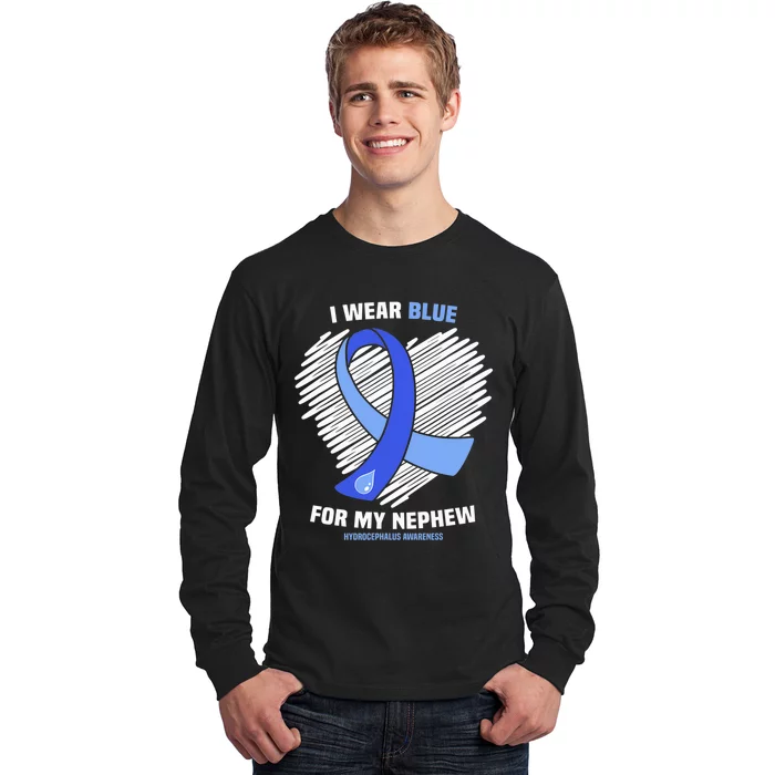 I Wear Blue For My Nephew Hydrocephalus Awareness Long Sleeve Shirt