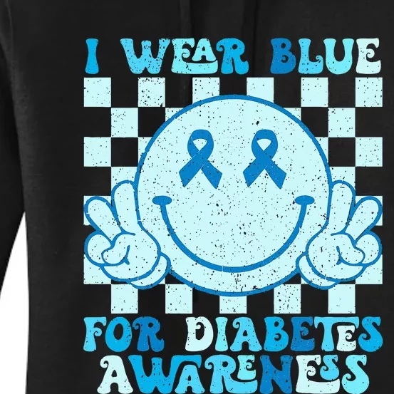 I Wear Blue For Diabetes Awareness Month Smile Face Diabetic Women's Pullover Hoodie