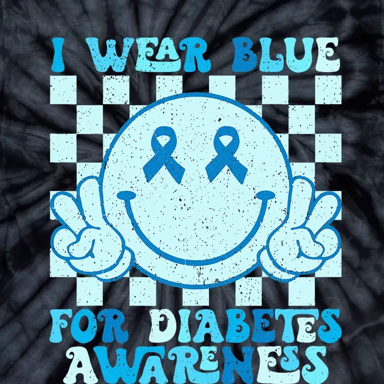 I Wear Blue For Diabetes Awareness Month Smile Face Diabetic Tie-Dye T-Shirt