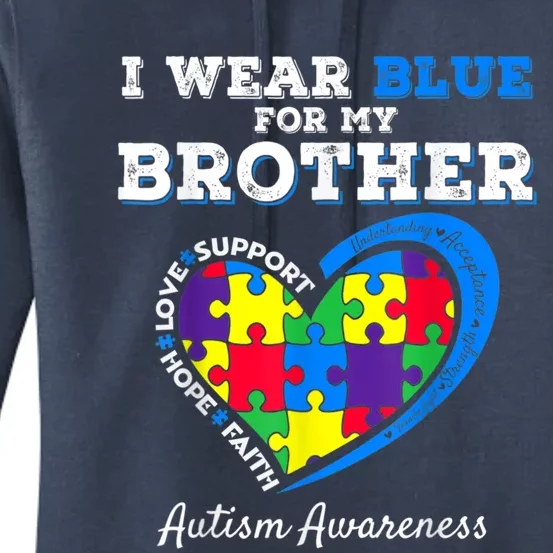 I Wear Blue For My Brother Autism Awareness Sister K.ids B.oys Women's Pullover Hoodie