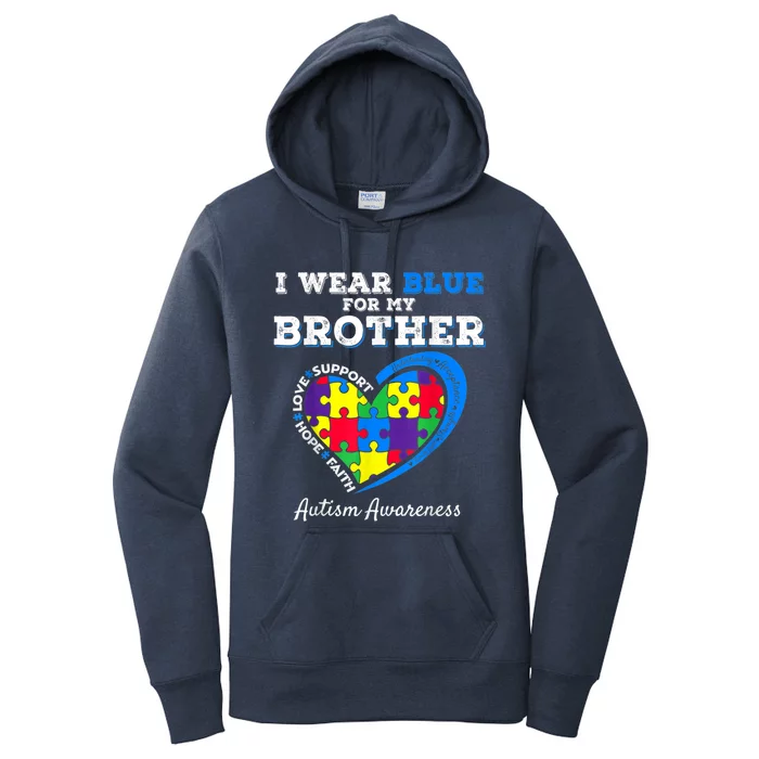 I Wear Blue For My Brother Autism Awareness Sister K.ids B.oys Women's Pullover Hoodie