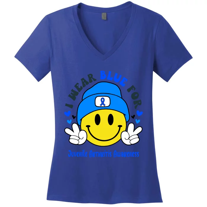 I Wear Blue For Juvenile Arthritis Awareness Funny Gift Women's V-Neck T-Shirt