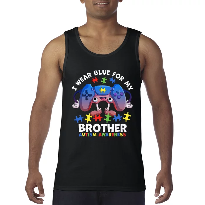 I Wear Blue For My Brother gamer autism support Tank Top