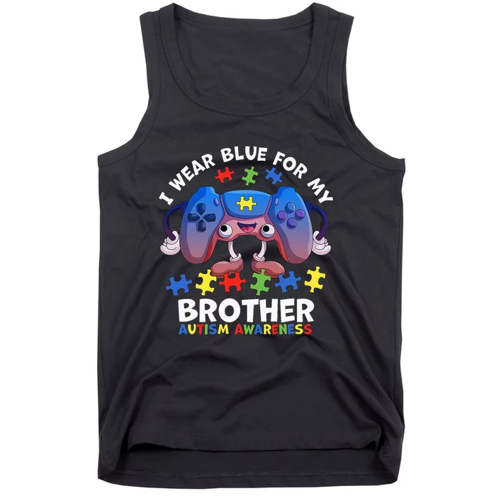 I Wear Blue For My Brother gamer autism support Tank Top