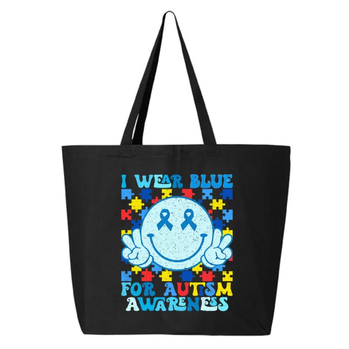 I Wear Blue For Autism Awareness Month 25L Jumbo Tote