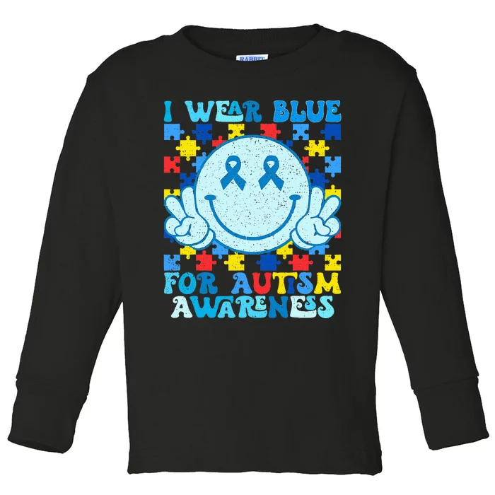 I Wear Blue For Autism Awareness Month Toddler Long Sleeve Shirt