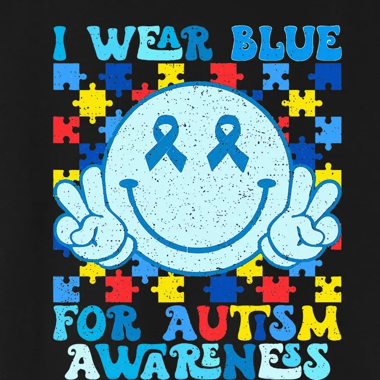 I Wear Blue For Autism Awareness Month Women's Crop Top Tee