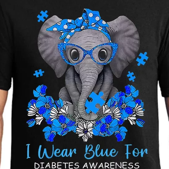 I Wear Blue For Diabetes Awareness Elephant Warrior Pajama Set