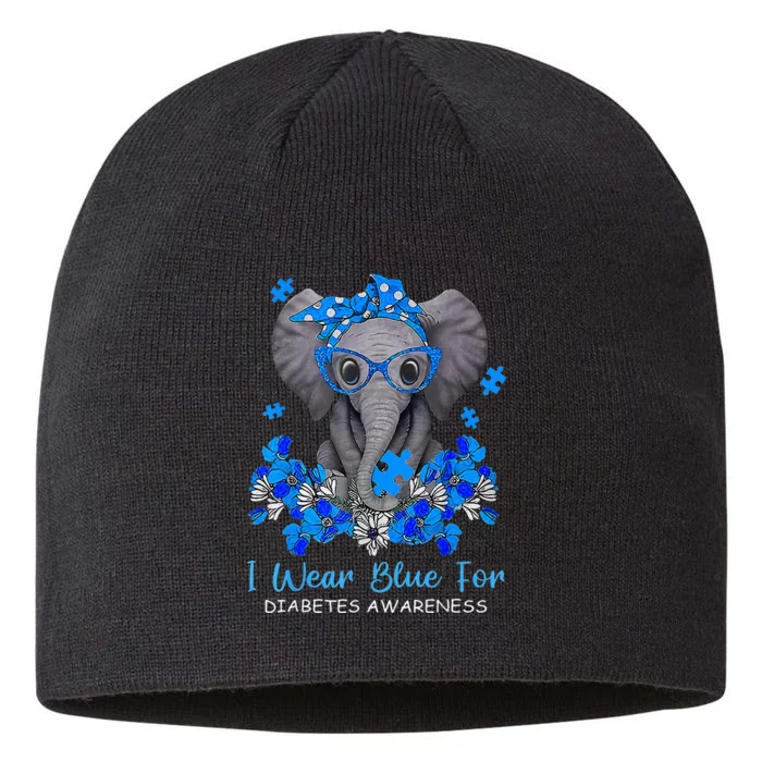 I Wear Blue For Diabetes Awareness Elephant Warrior 8 1/2in Sustainable Knit Beanie