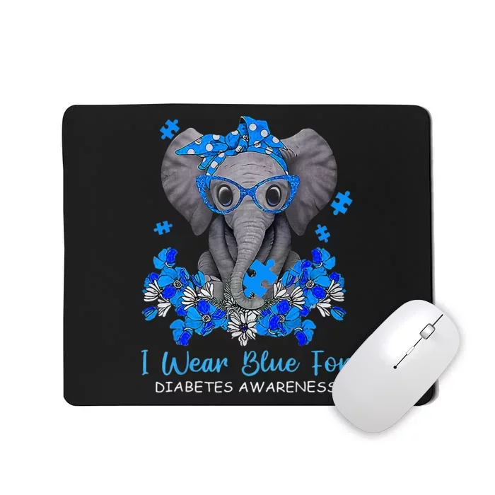 I Wear Blue For Diabetes Awareness Elephant Warrior Mousepad