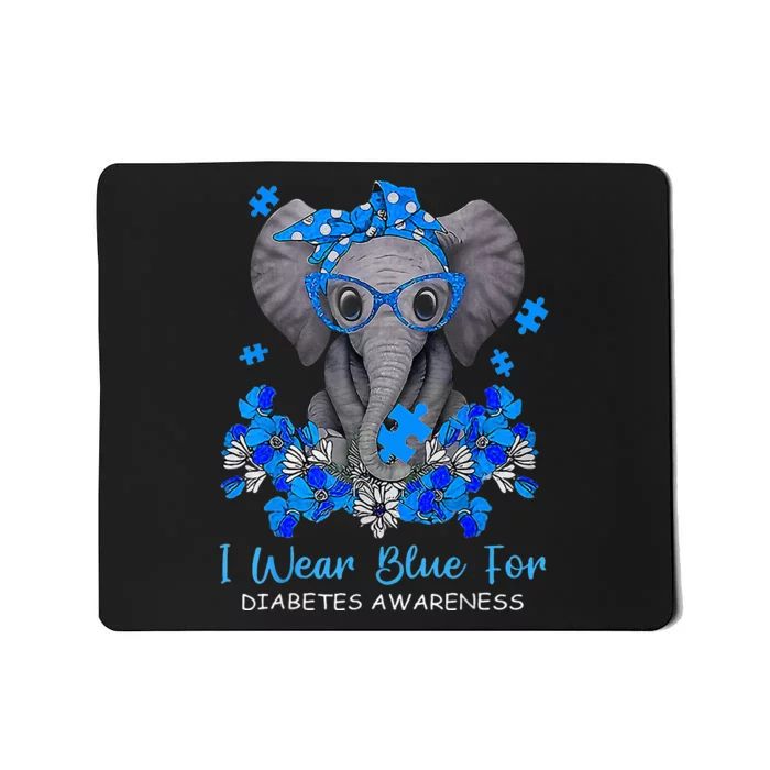 I Wear Blue For Diabetes Awareness Elephant Warrior Mousepad