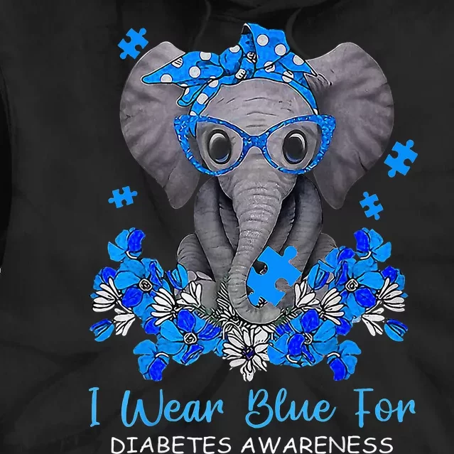 I Wear Blue For Diabetes Awareness Elephant Warrior Tie Dye Hoodie