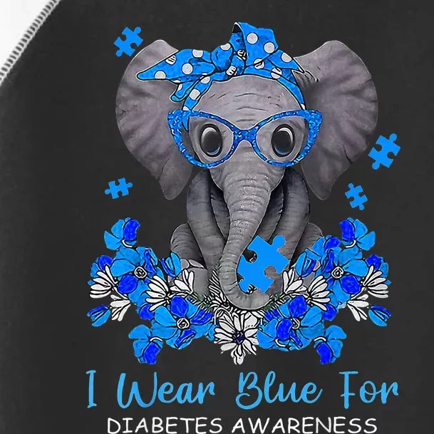 I Wear Blue For Diabetes Awareness Elephant Warrior Toddler Fine Jersey T-Shirt