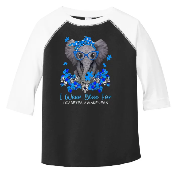 I Wear Blue For Diabetes Awareness Elephant Warrior Toddler Fine Jersey T-Shirt