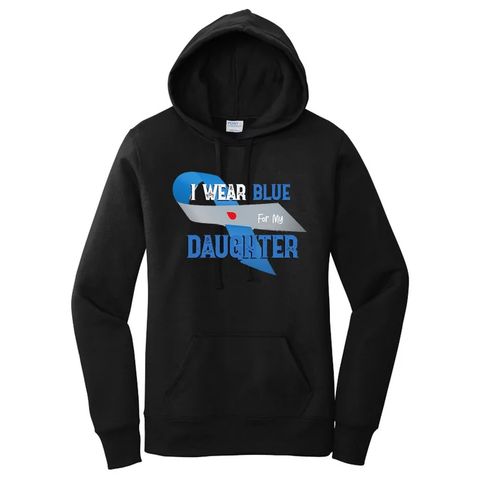 I Wear Blue For My Daughter Diabetes Awareness Month Gifts Women's Pullover Hoodie