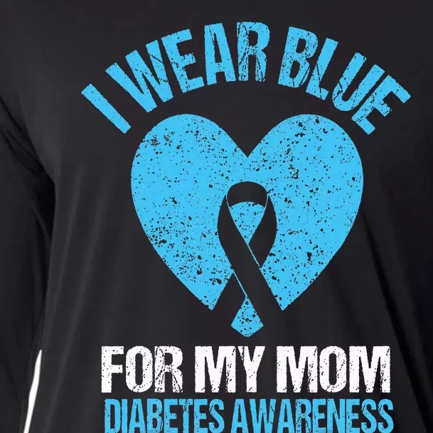 I Wear Blue For My Mom Diabetes Awareness Kids Cooling Performance Long Sleeve Crew