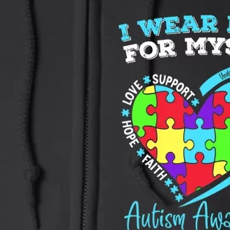 I Wear Blue For Myself Autism Awareness Day Children Full Zip Hoodie