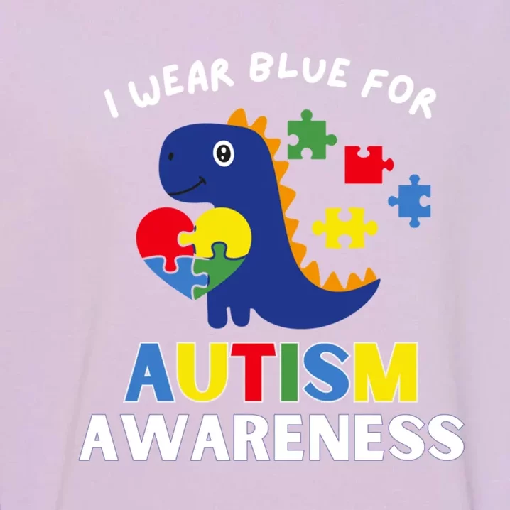 I Wear Blue Utism Awareness Dinosaur Cool Gift Garment-Dyed Sweatshirt