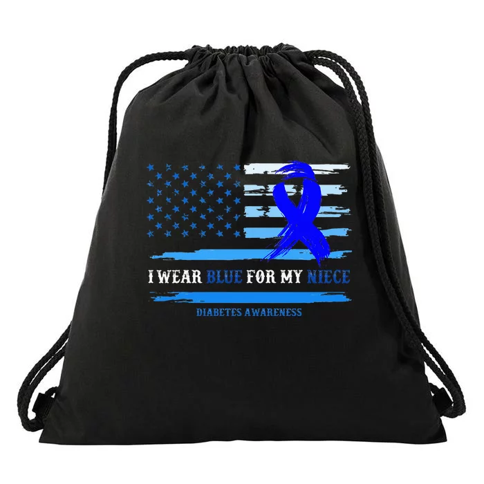 I Wear Blue For My Niece Diabetes Awareness Month Gifts Drawstring Bag