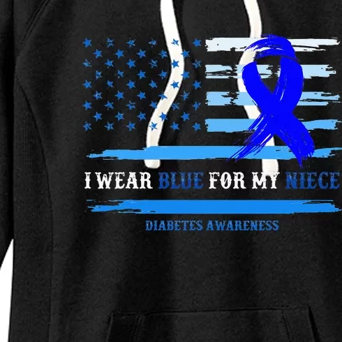 I Wear Blue For My Niece Diabetes Awareness Month Gifts Women's Fleece Hoodie