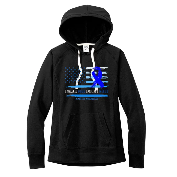 I Wear Blue For My Niece Diabetes Awareness Month Gifts Women's Fleece Hoodie