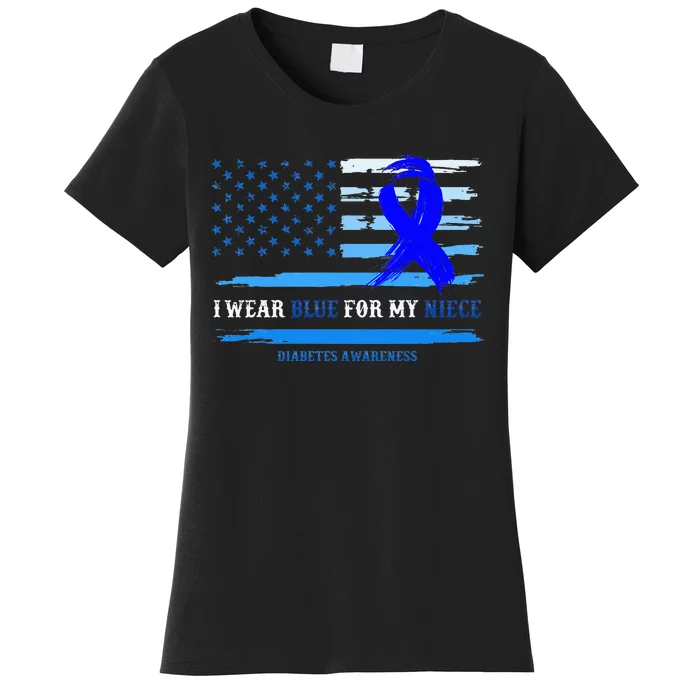 I Wear Blue For My Niece Diabetes Awareness Month Gifts Women's T-Shirt