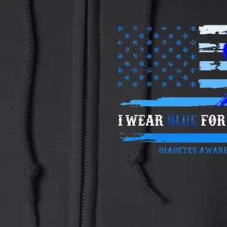 I Wear Blue For My Niece Diabetes Awareness Month Gifts Full Zip Hoodie