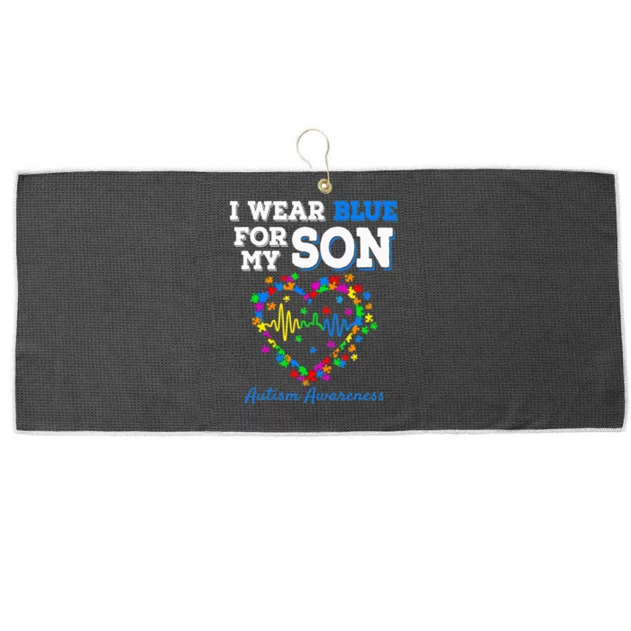 I Wear Blue For My Son Autism Awareness day Mom Dad Parents Large Microfiber Waffle Golf Towel