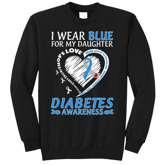 I Wear Blue For My Daughter Diabetes Awareness Blue Ribbon Sweatshirt