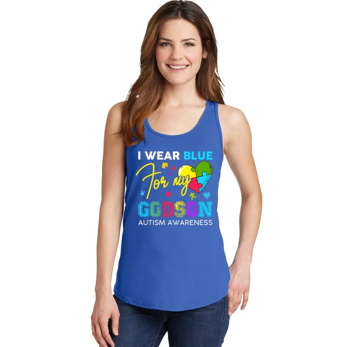 I Wear Blue For My Godson Autism Awareness Godmom Goddad Gift Ladies Essential Tank