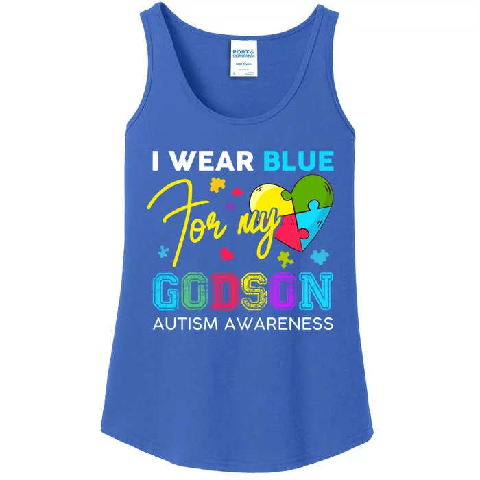 I Wear Blue For My Godson Autism Awareness Godmom Goddad Gift Ladies Essential Tank