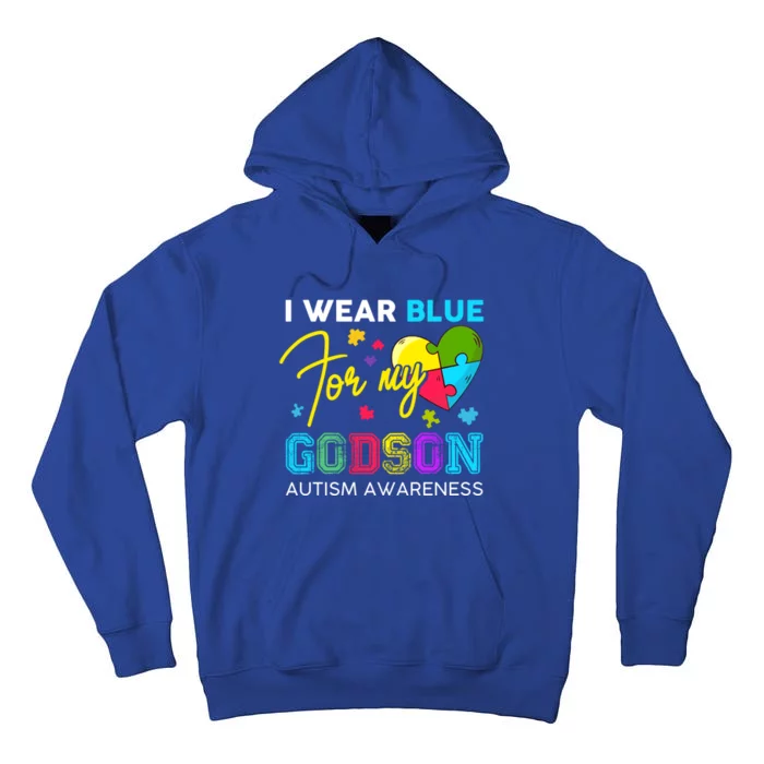 I Wear Blue For My Godson Autism Awareness Godmom Goddad Gift Tall Hoodie