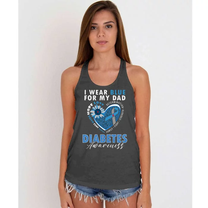 I Wear Blue For My Dad Type 1 Diabetes Awareness Month Women's Knotted Racerback Tank