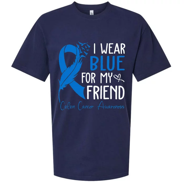 I Wear Blue For My Friend Warrior Colon Cancer Awareness Sueded Cloud Jersey T-Shirt