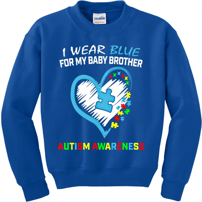 I Wear Blue For My Brother Autism Awareness Acceptance Gift Kids Sweatshirt