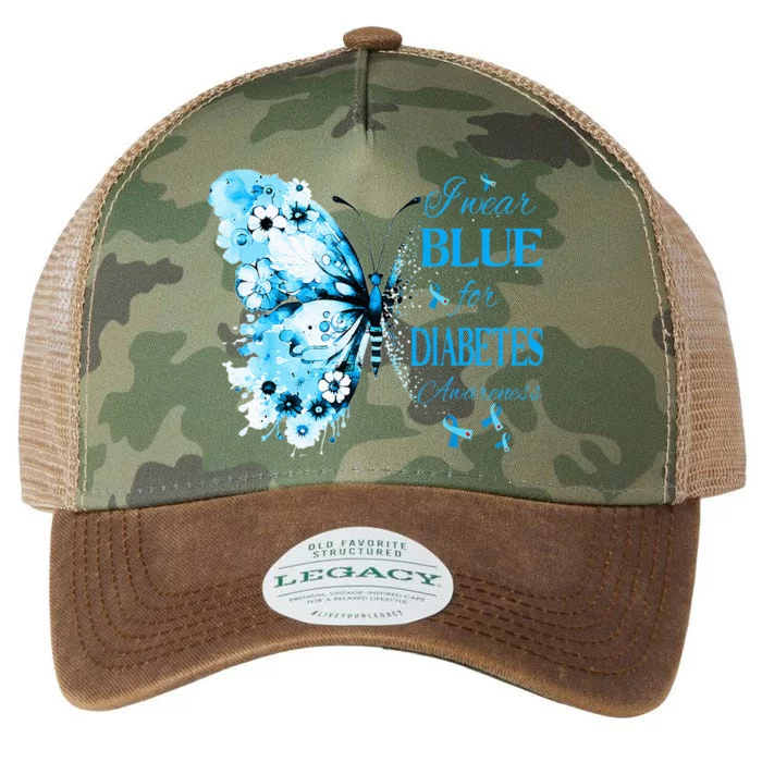 I Wear Blue For Diabetes Awareness T1D Support Butterfly Legacy Tie Dye Trucker Hat