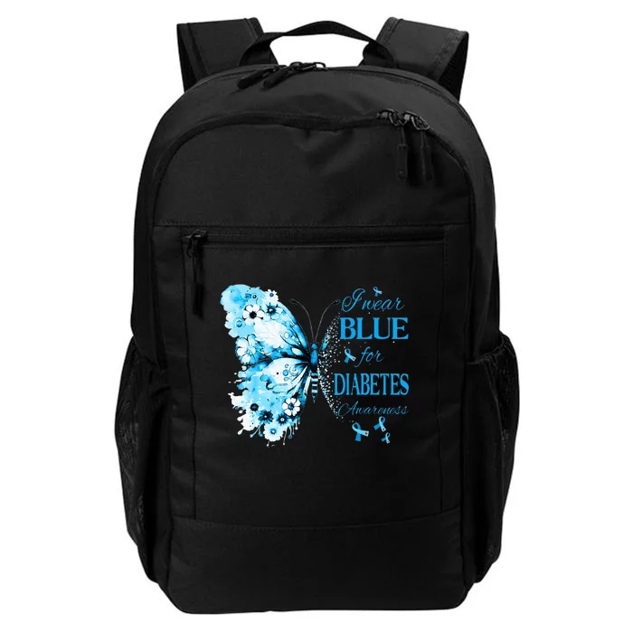 I Wear Blue For Diabetes Awareness T1D Support Butterfly Daily Commute Backpack