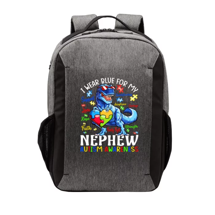 I Wear Blue For My Nephew Autism Awareness Dinosaur Gift Vector Backpack