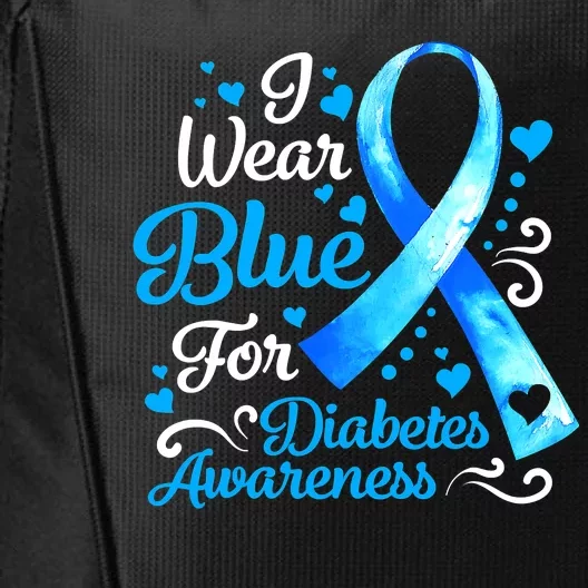 I Wear Blue For Diabetes Awareness Blue Ribbon Womens City Backpack