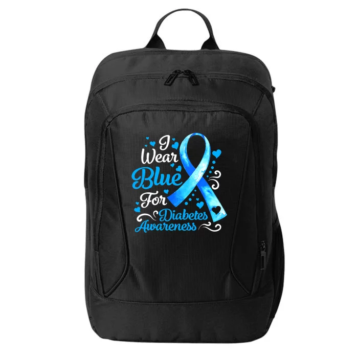 I Wear Blue For Diabetes Awareness Blue Ribbon Womens City Backpack