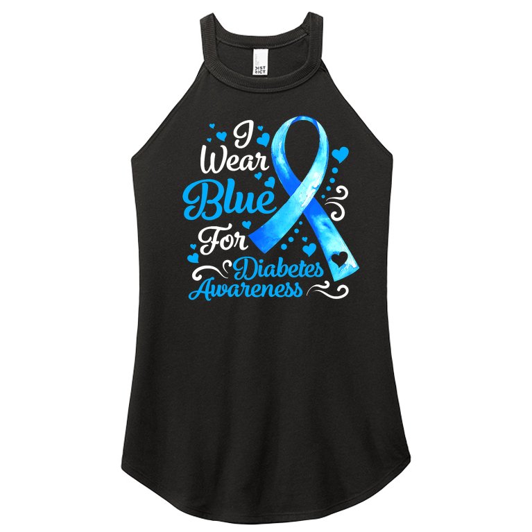 I Wear Blue For Diabetes Awareness Blue Ribbon Womens Women’s Perfect Tri Rocker Tank