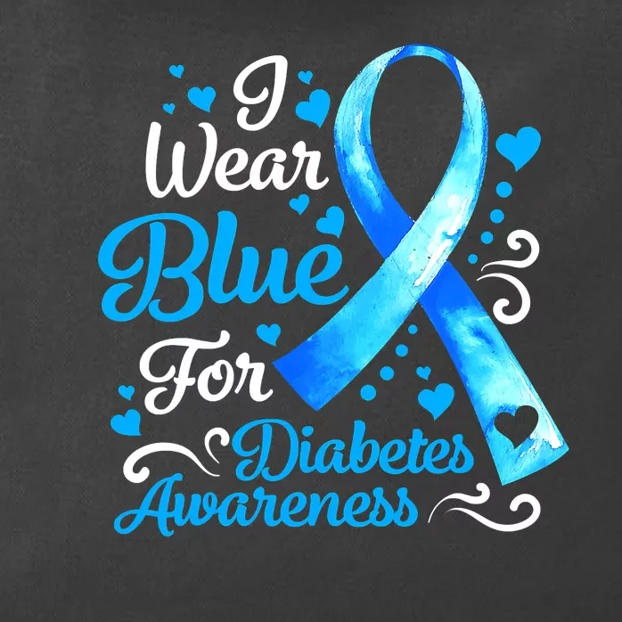 I Wear Blue For Diabetes Awareness Blue Ribbon Womens Zip Tote Bag