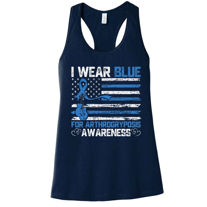 I Wear Blue For Arthrogryposis Awareness Month Women's Racerback Tank