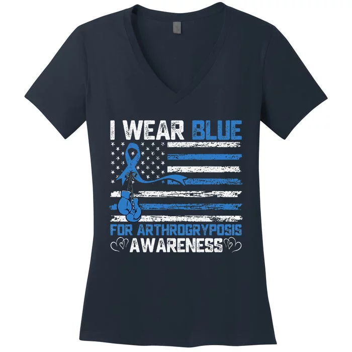 I Wear Blue For Arthrogryposis Awareness Month Women's V-Neck T-Shirt