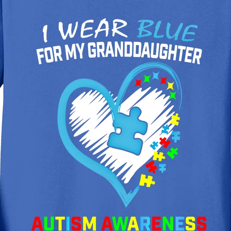 I Wear Blue For My Granddaughter Autism Awareness Acceptance Gift Kids Long Sleeve Shirt