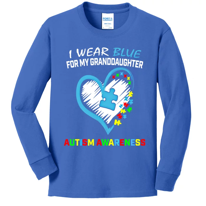 I Wear Blue For My Granddaughter Autism Awareness Acceptance Gift Kids Long Sleeve Shirt