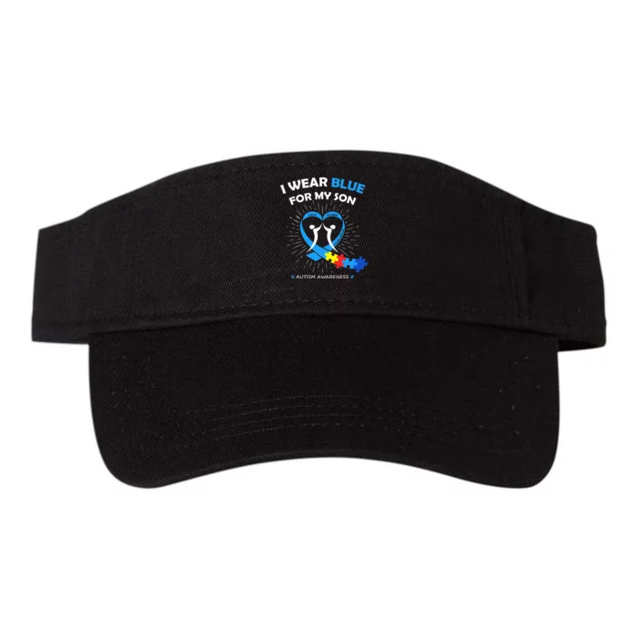 I Wear Blue For My Son Heart Support Autism Month Valucap Bio-Washed Visor