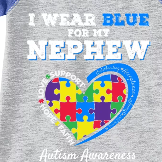 I Wear Blue For My Nephew Autism Awareness Uncle Aunt Puzzle Gift Infant Baby Jersey Bodysuit